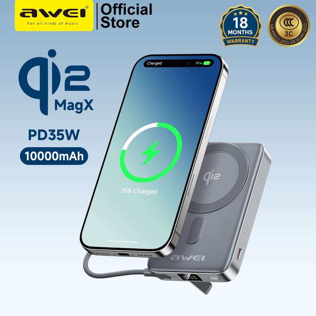 Awei Qi2 35W 10000mAh Batería Externa Magnética MagX
