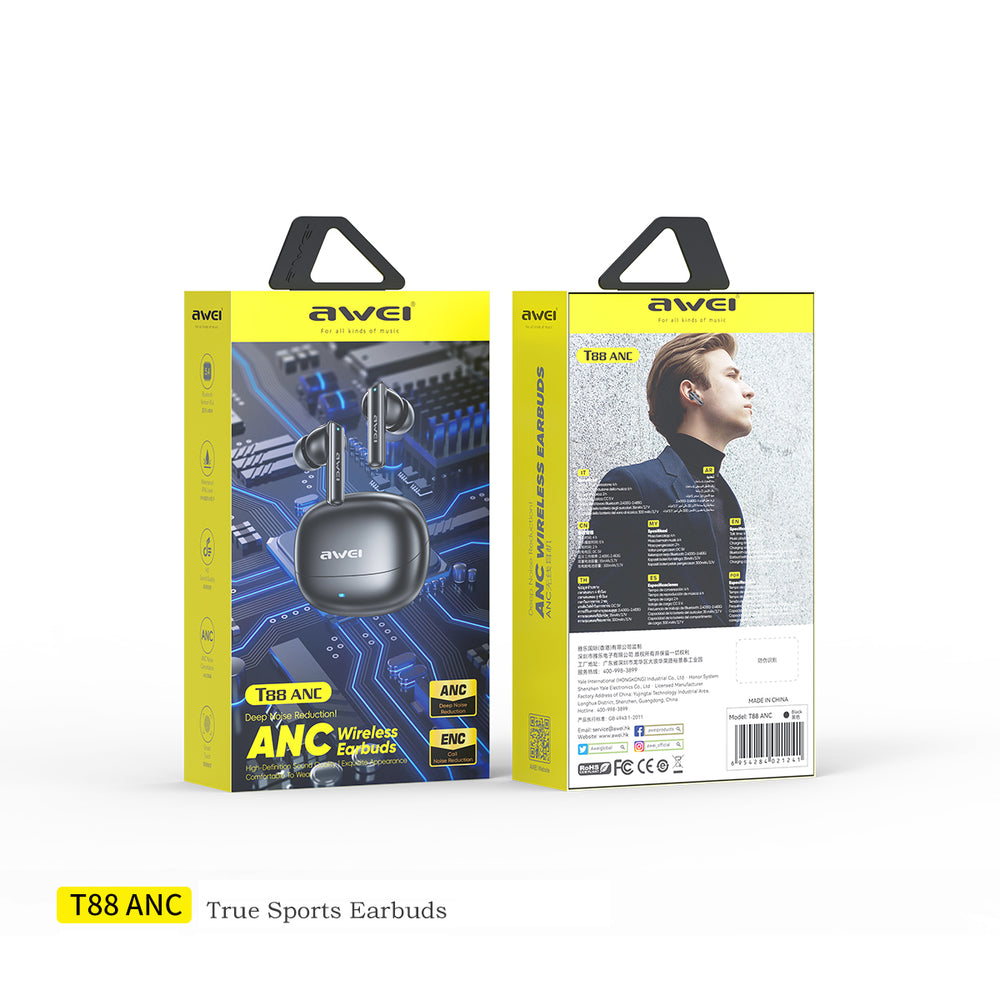 AWEI T88 ANC Headphones (TWS,Low Latency,ENC Dual Noise Cancellation)