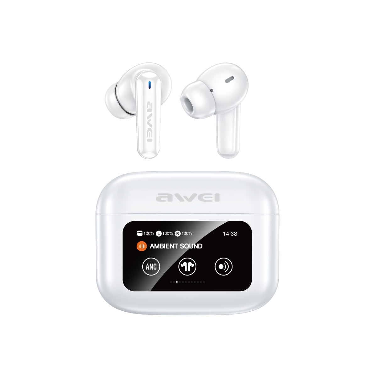 Fone de ouvido Bluetooth AWEI T56ANC com tela colorida sensível ao toque