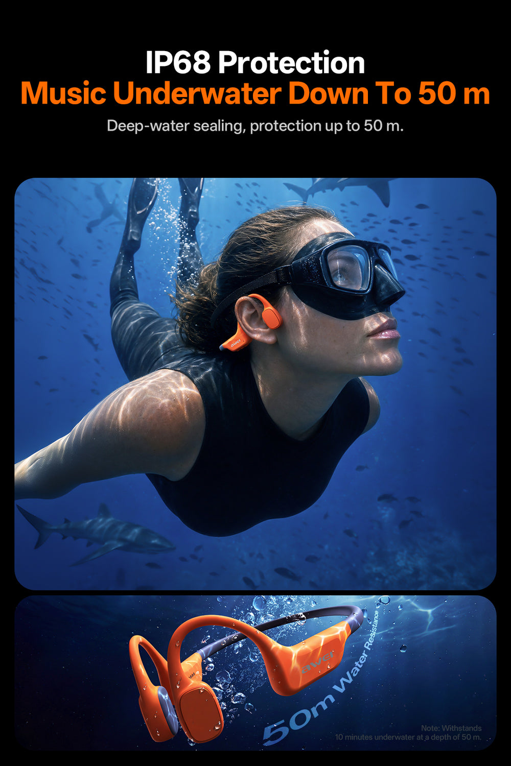Awei Aeroswim S100 Headphones (32GB, IP68 Waterproof Swim)
